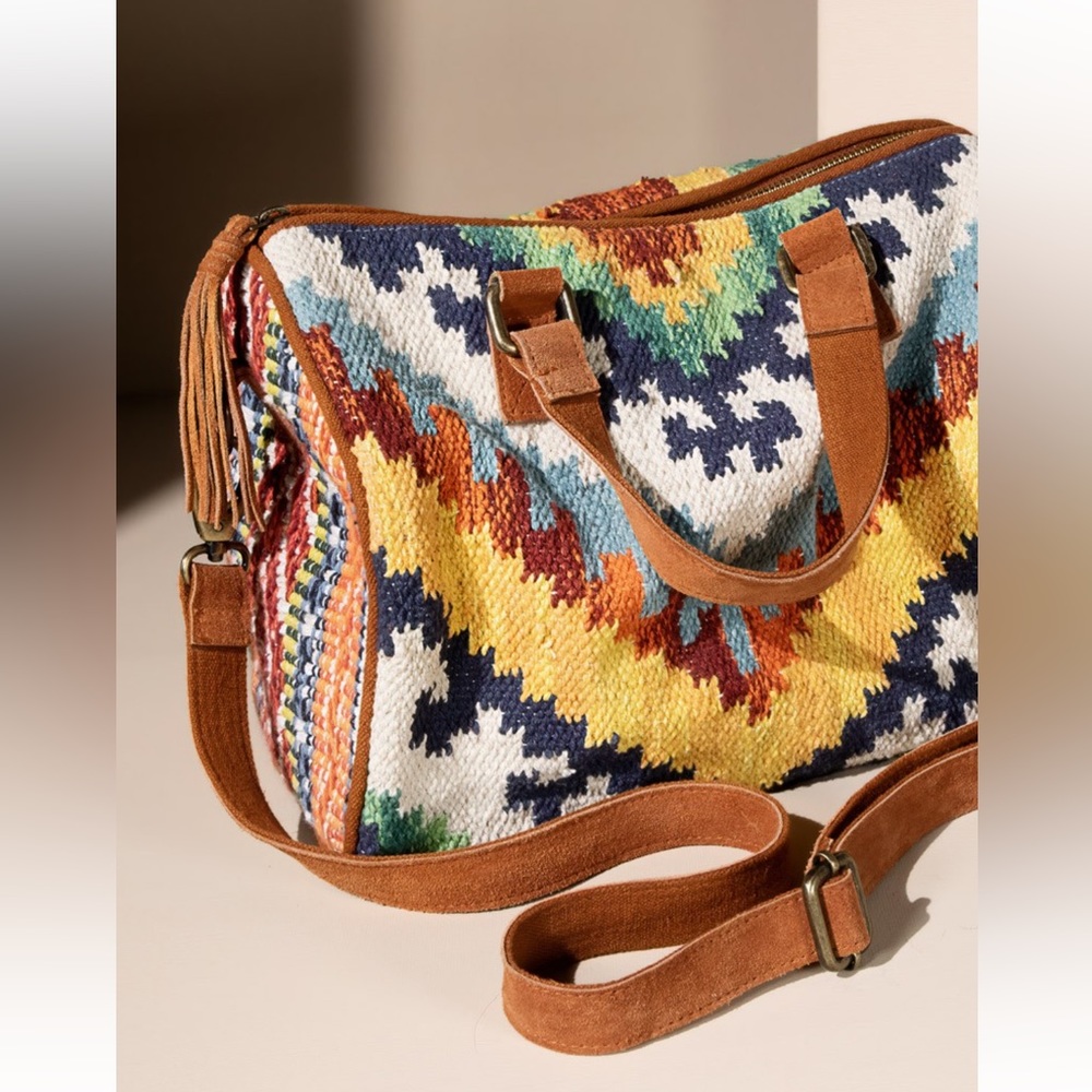 NWT! Ruggine Handmade Intricate Detail Suede Boston Bag crossbody - Picture 9 of 9